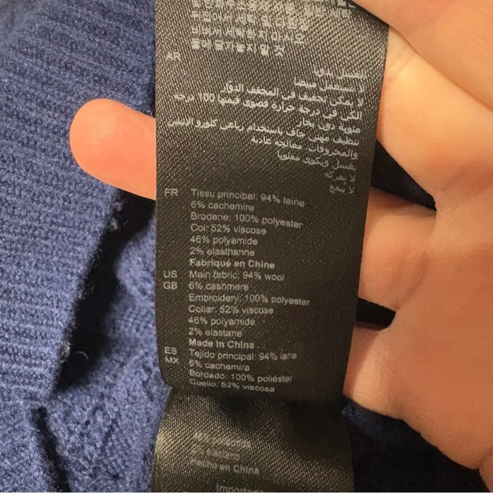 Sandro Guilhem cable knit sweater anchor navy blue green size 0 wool cashmere - Picture 6 of 8